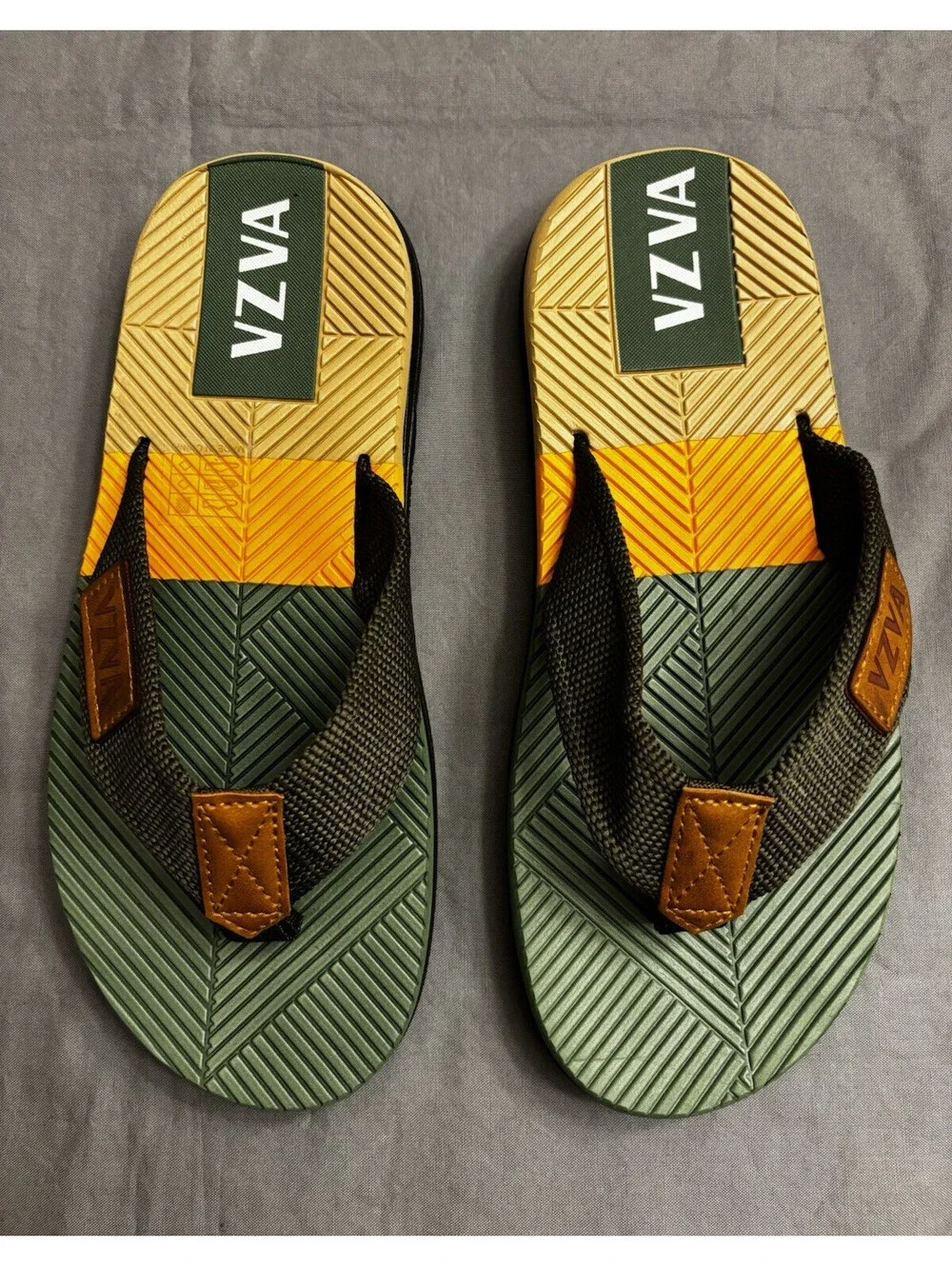 VZVA Men's Colorblock Thong Flip Flop Sandals Nylon Upper US 7 EU 40